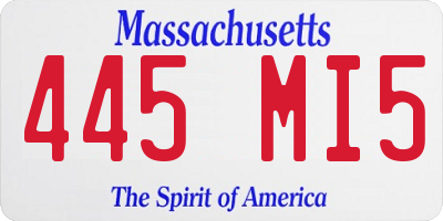 MA license plate 445MI5