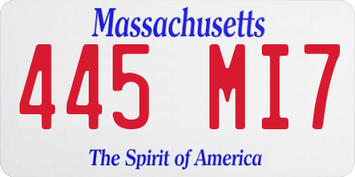 MA license plate 445MI7