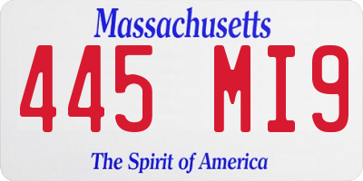 MA license plate 445MI9
