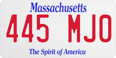 MA license plate 445MJ0
