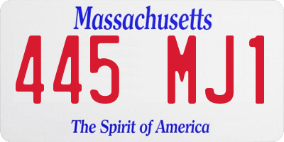 MA license plate 445MJ1