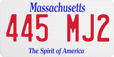 MA license plate 445MJ2