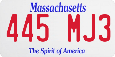 MA license plate 445MJ3