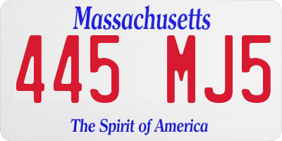 MA license plate 445MJ5