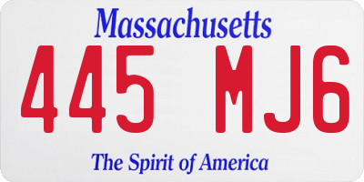 MA license plate 445MJ6