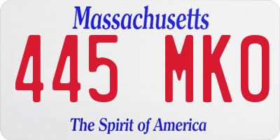 MA license plate 445MK0