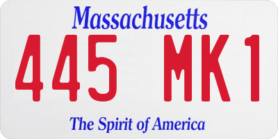 MA license plate 445MK1