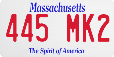 MA license plate 445MK2