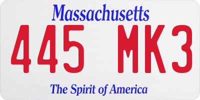 MA license plate 445MK3