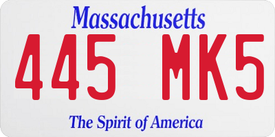 MA license plate 445MK5