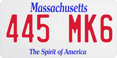 MA license plate 445MK6