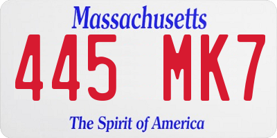 MA license plate 445MK7
