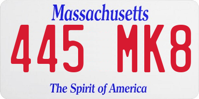 MA license plate 445MK8