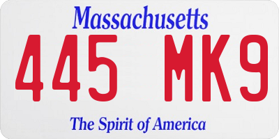MA license plate 445MK9