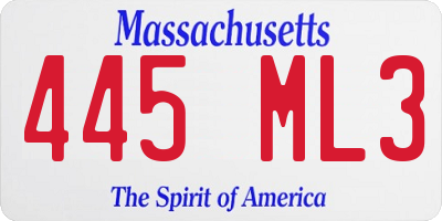 MA license plate 445ML3