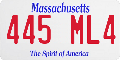 MA license plate 445ML4