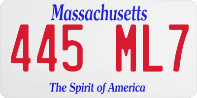 MA license plate 445ML7