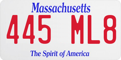 MA license plate 445ML8