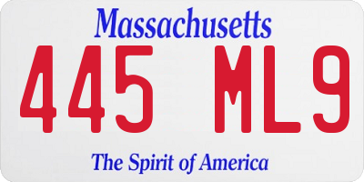 MA license plate 445ML9