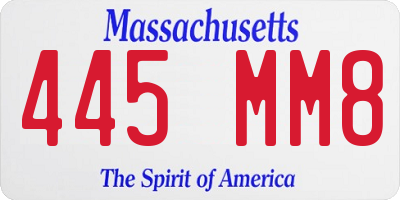 MA license plate 445MM8