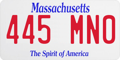 MA license plate 445MN0