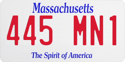 MA license plate 445MN1