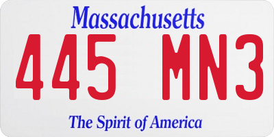 MA license plate 445MN3