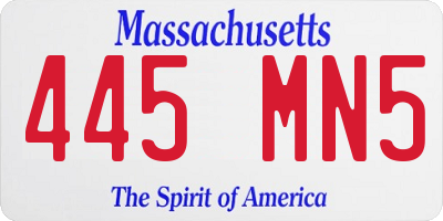MA license plate 445MN5