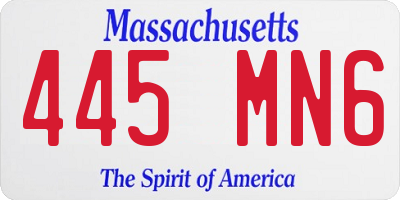 MA license plate 445MN6