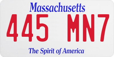 MA license plate 445MN7