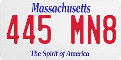 MA license plate 445MN8
