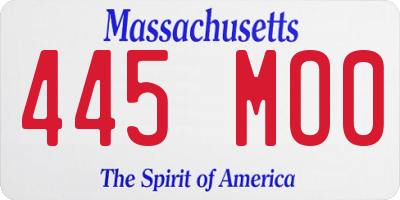 MA license plate 445MO0