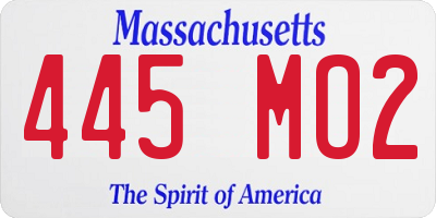 MA license plate 445MO2