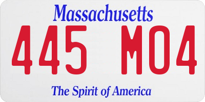 MA license plate 445MO4