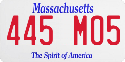 MA license plate 445MO5