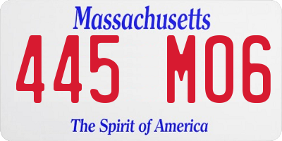 MA license plate 445MO6