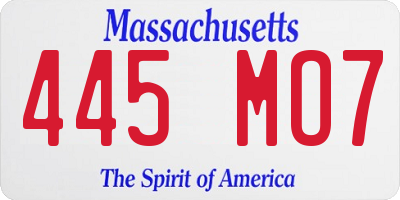 MA license plate 445MO7