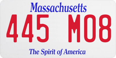 MA license plate 445MO8