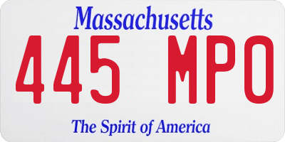 MA license plate 445MP0