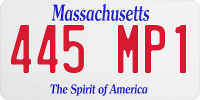 MA license plate 445MP1