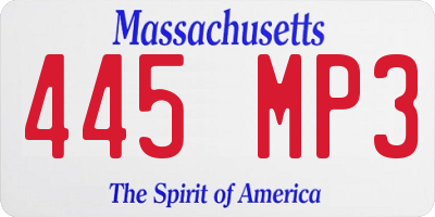 MA license plate 445MP3