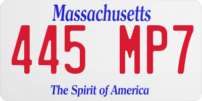 MA license plate 445MP7