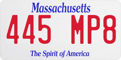 MA license plate 445MP8