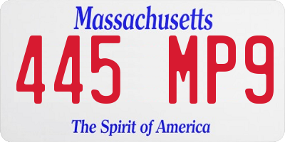 MA license plate 445MP9