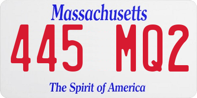 MA license plate 445MQ2