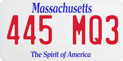 MA license plate 445MQ3