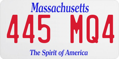 MA license plate 445MQ4
