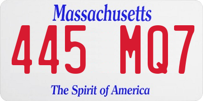 MA license plate 445MQ7