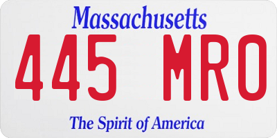 MA license plate 445MR0