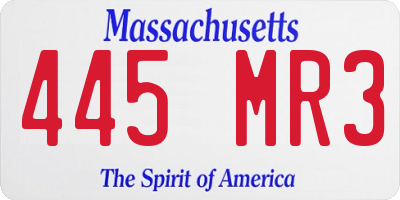 MA license plate 445MR3